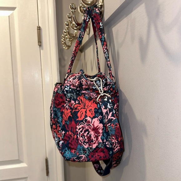 Vera Bradley Cabbage Rose Cabernet XL Campus Backpack - The  Vera Bradley Cabbage Rose Cabernet Multi-Strap Shoulder Bag in Performance Twill